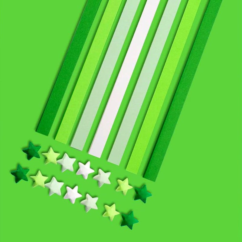 Aeojoor 540 star origami strips, handmade paper star green handmade origami - Image 1